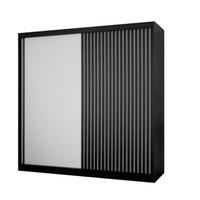 SCHWEBETÜRENSCHRANK Lili 120 cm mit Lamellen 2-türig, schwarz, weiß, Lamelle schwarz - Schwarz/Weiß, Kunststoff (120/215/61cm) - Margaret Hadas24