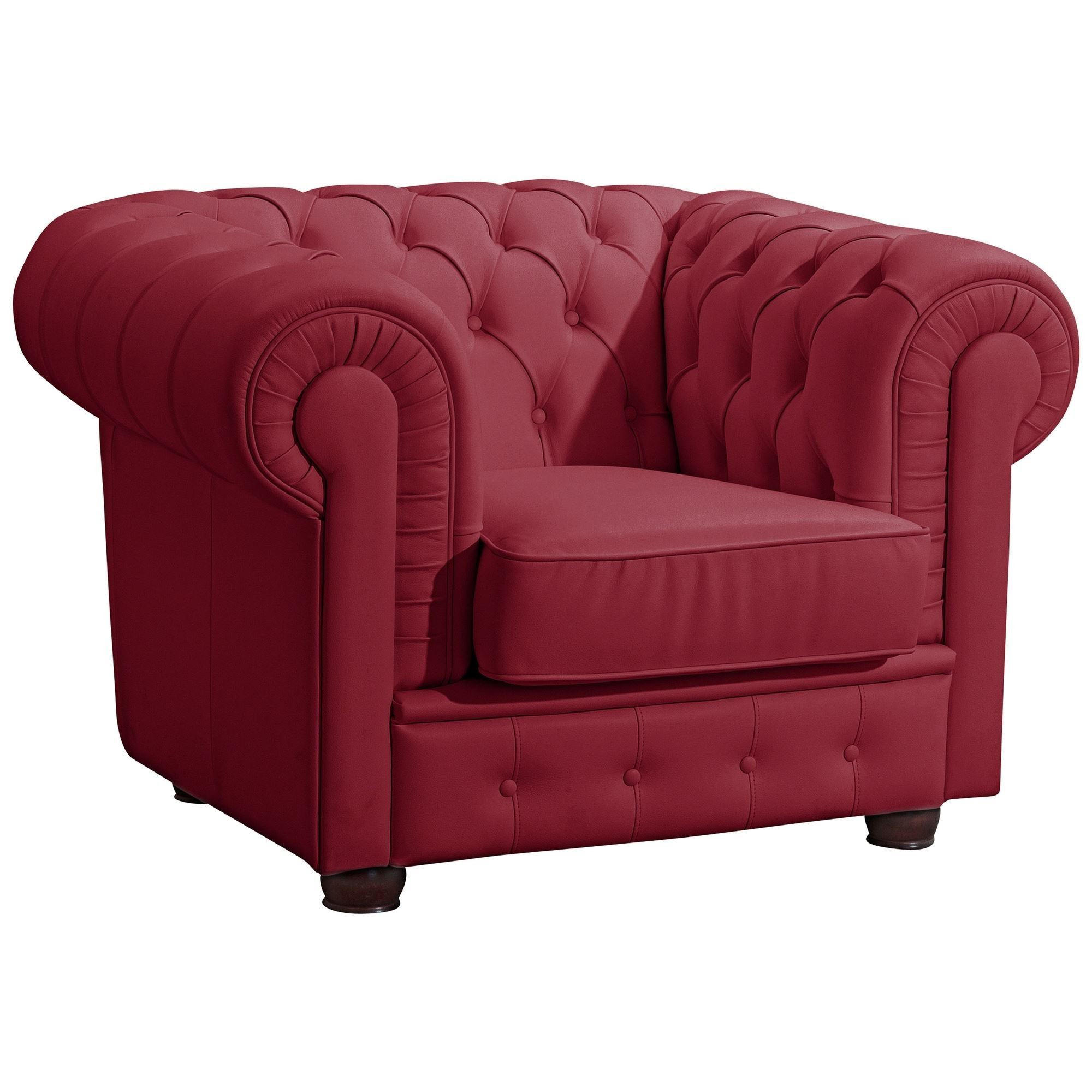 SESSEL Kalea Bezug pigmentiertes Nappaleder Buche nussbaum dunkel / rot - Rot, Leder (110/76/98cm) - 58aufmkessel