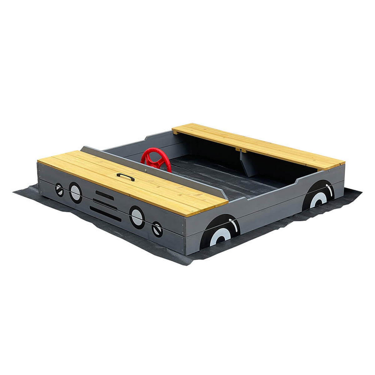 SANDKASTEN KIDDY - Farbe: Hellgrau - Hellgrau, Holz (120/120/20cm) - Home Deluxe