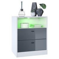 KOMMODE Pino Fronten in Grau Hochglanz - Grau, Holzwerkstoff (56/67.5/36cm) - Vladon