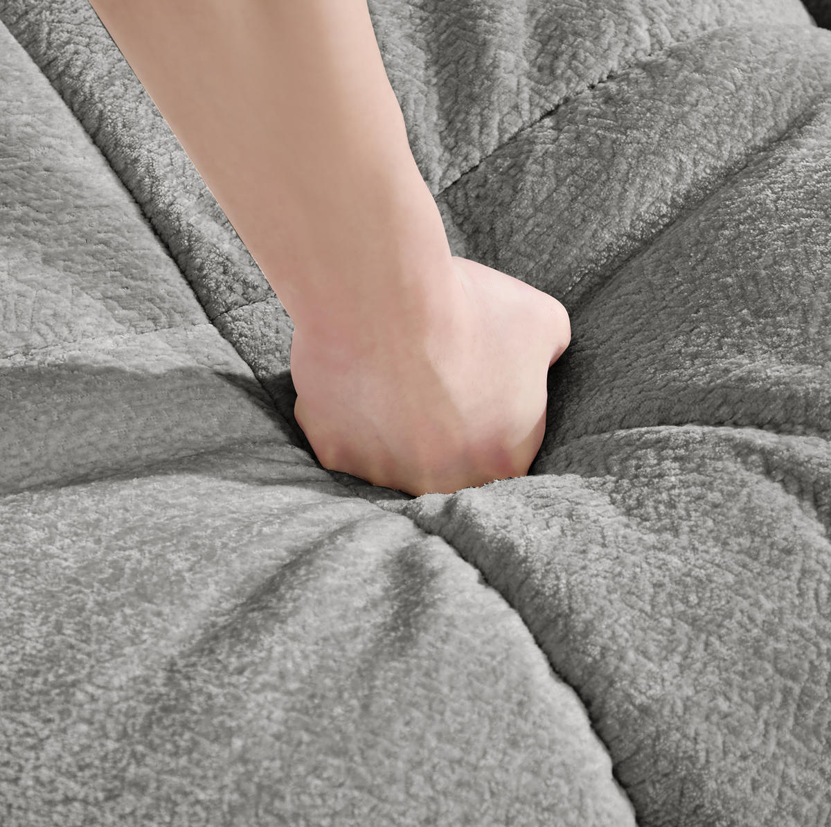 SOFA aus Chenille in U-Form Grau - Hellgrau, Holz (149/90/190.1cm) - Meubliv