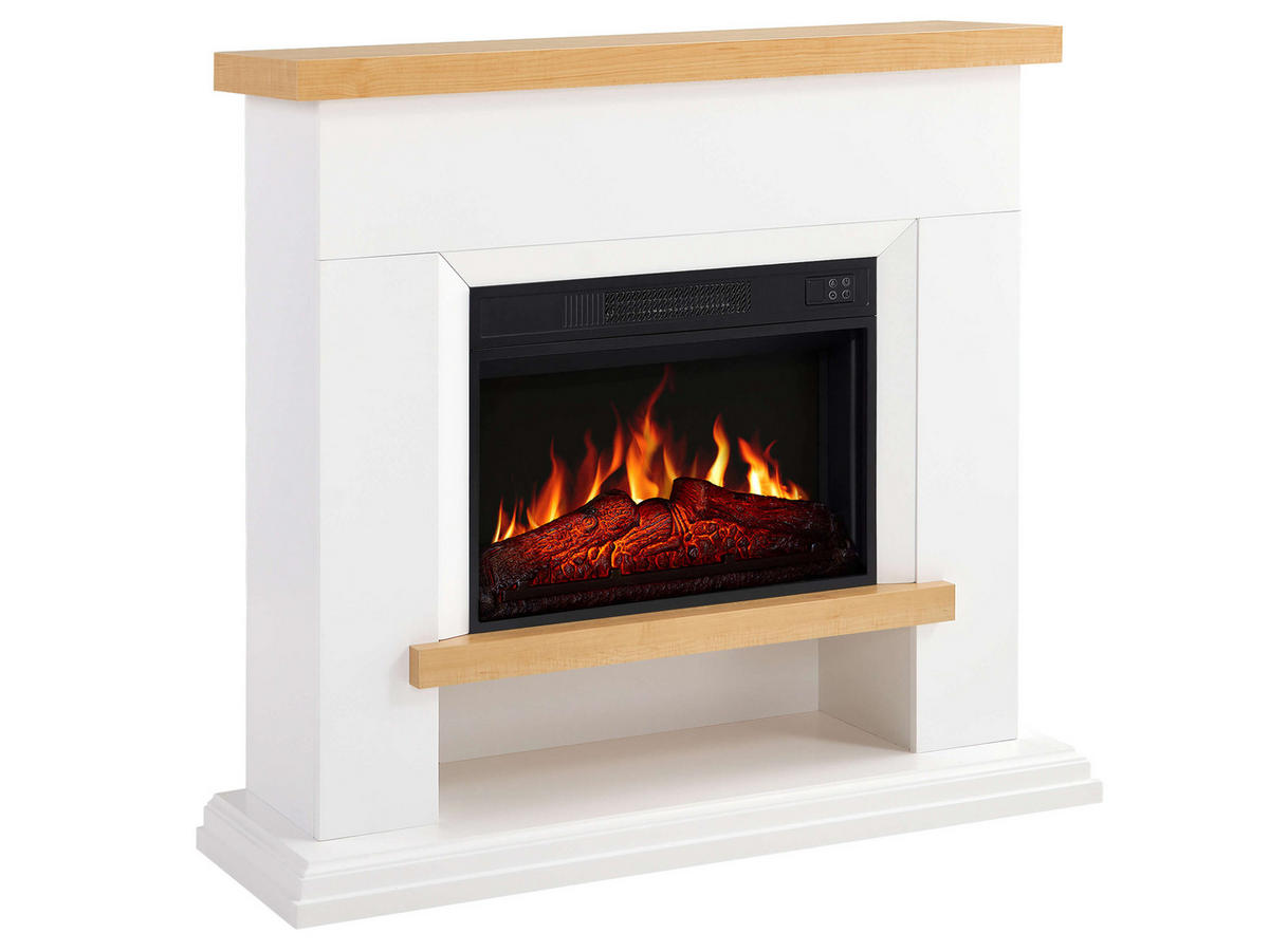 ELEKTROKAMIN Shelford AF23S Weiß – Breite 107 cm, 3D-Flammeneffekt, LED-Beleuchtung, Heizfunktion - Weiß, Glas/Holzwerkstoff (114/104/31cm) - ArtiFlame