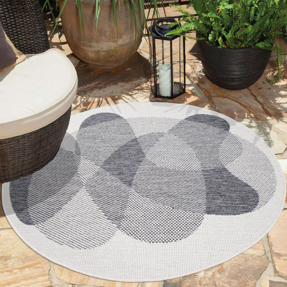OUTDOOR-TEPPICH DuoRug 5835 Grau 160x160 cm - Grau, Textil (160/160cm) - carpet city