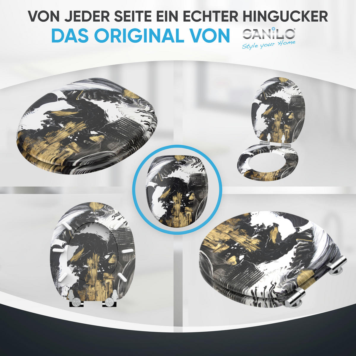 WC Sitz mit Absenkautomatik Acrylics - Weiß, Holzwerkstoff (38/6/47cm) - Sanilo