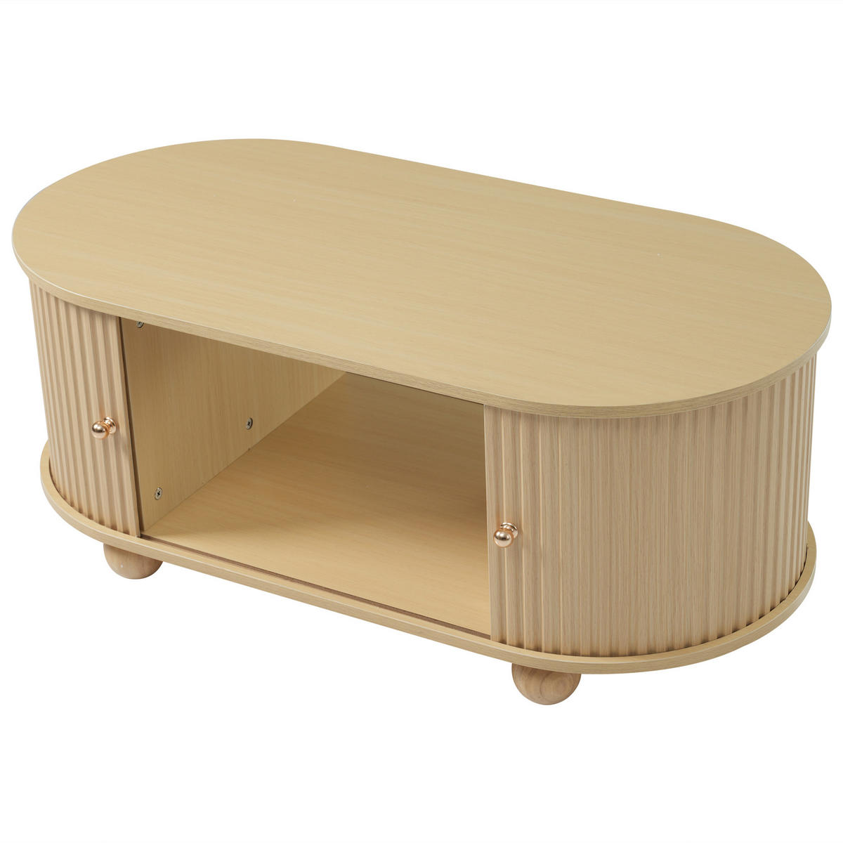 COUCHTISCH 100/50/40 cm, Holzfarbe, mit Stauraum und Schiebetüren - Naturfarben, Holz/Holzwerkstoff (50/100/40cm) - CHICFURN