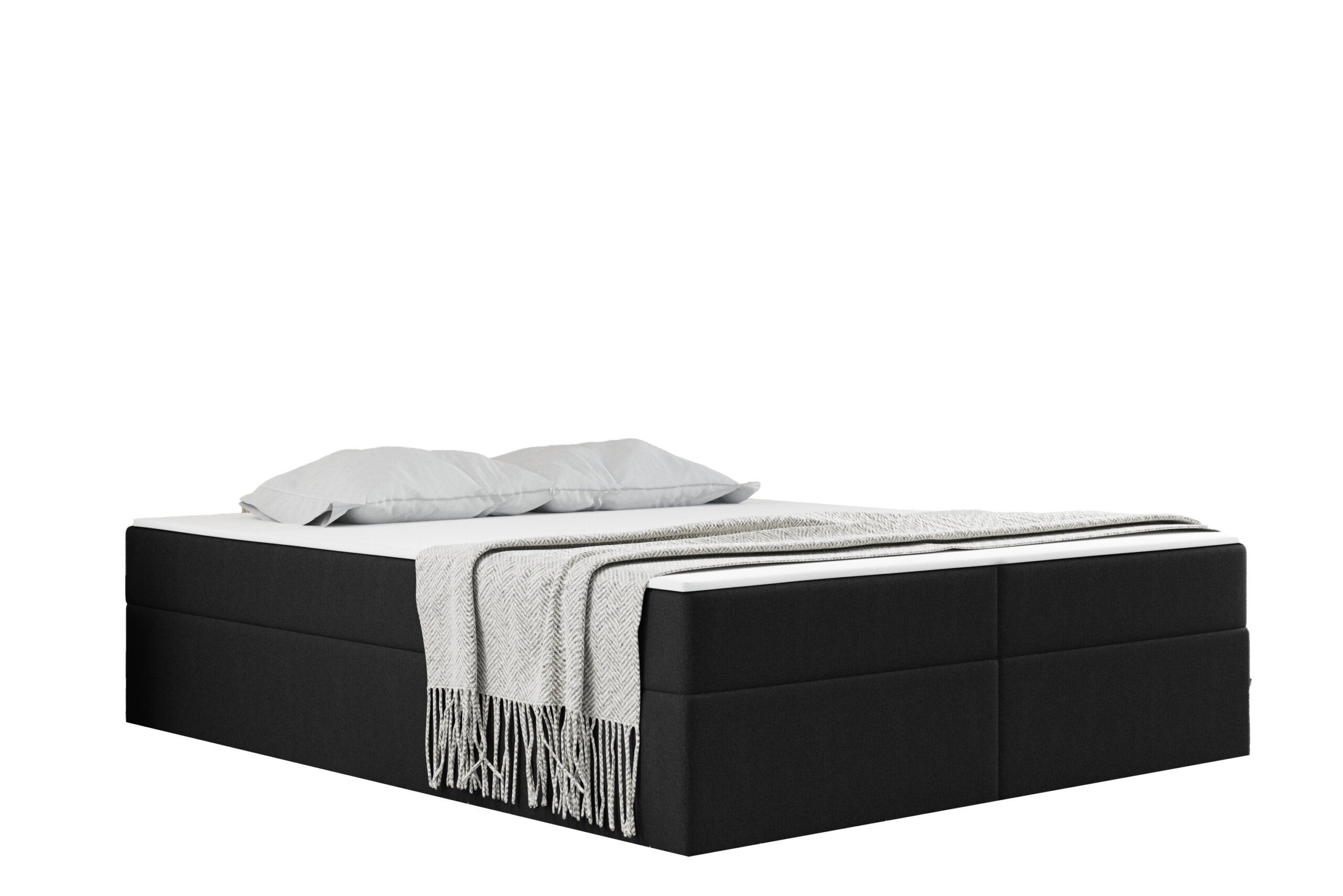 BOXBETT Mit Bettkasten Und Matratze Topper Ruben Schwarz 140x200 cm H2-Pocket - Schwarz, Holz/Textil (140/200cm) - Kaiser Möbel