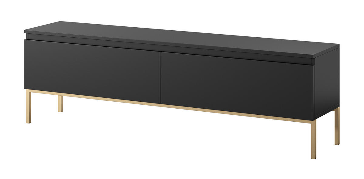 TV-SCHRANK Bemmi Schwarz mit goldenen Metallbeinen 150 cm - Goldfarben/Schwarz, Holzwerkstoff/Metall (150/46/32cm) - Selsey