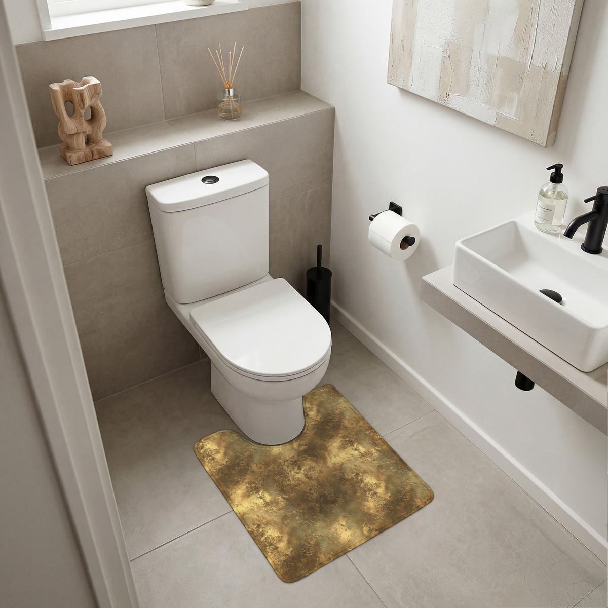 WC-VORLEGER Antik - Metallic-Look - Gold Toilettenvorleger 55x60 cm - Goldfarben, Kunststoff/Textil (55/1cm) - OnlyWow
