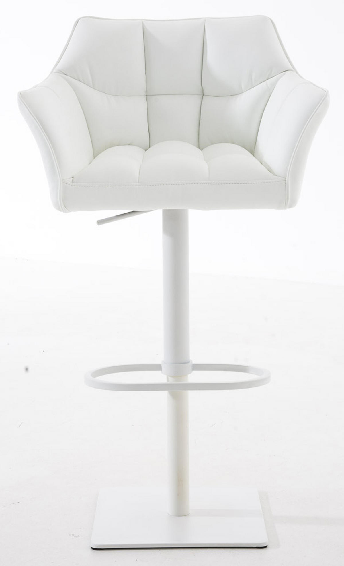 BARHOCKER 2er Set Damaskus Kunstleder weiß weiß - Weiß, Kunststoff/Metall (64/110/48cm) - TPFLiving