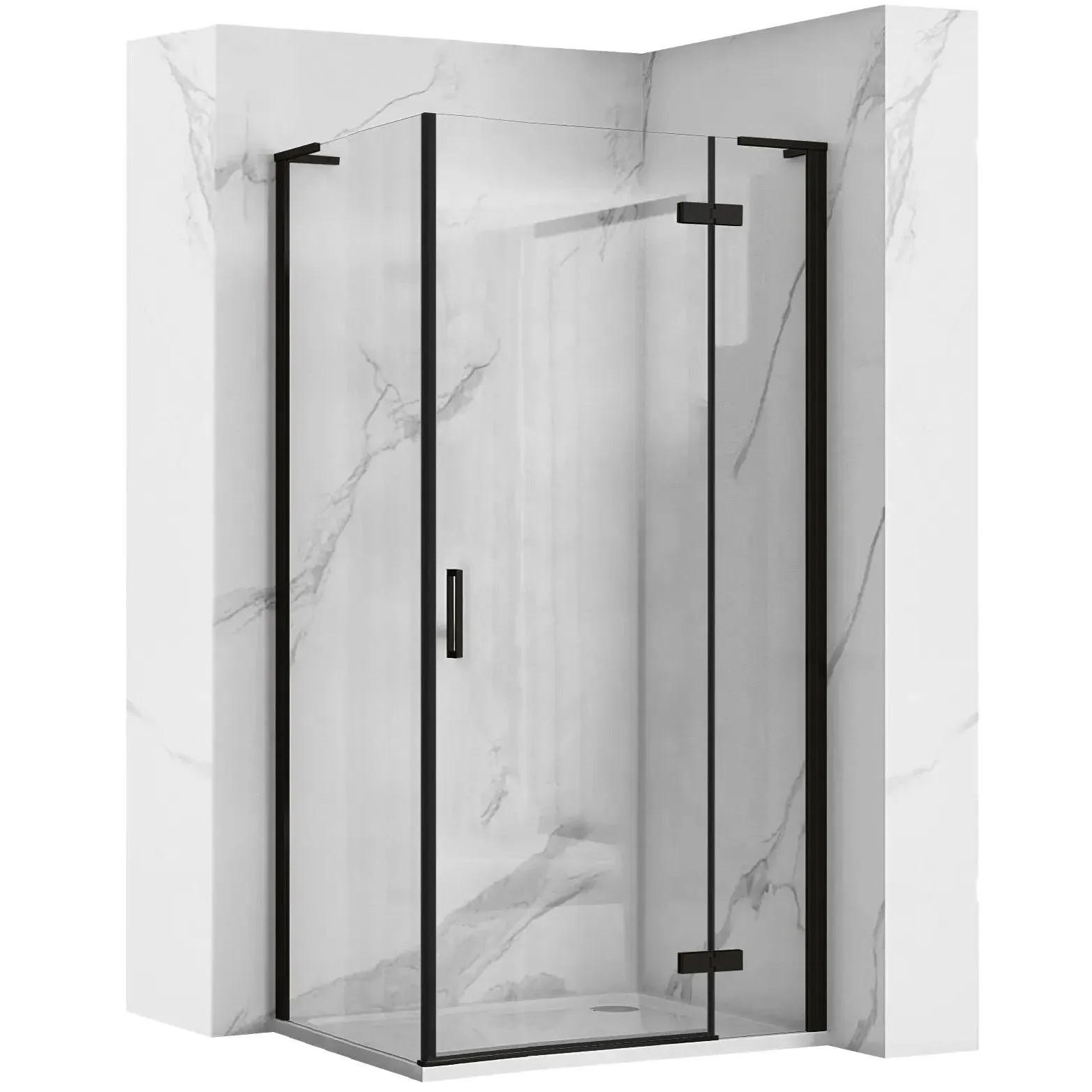 DUSCHKABINE Rea Hugo Black 80x80 - Schwarz, Glas (80/80/200.5cm) - REA