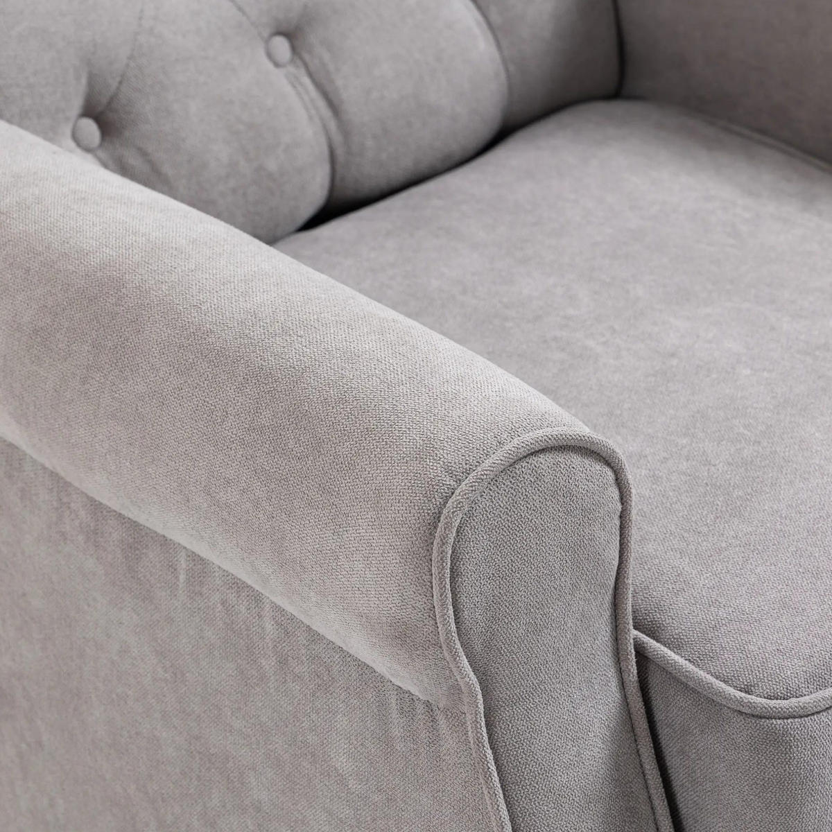 KŘESLO 86/74/102 cm s vysokým opěradlem a knoflíkovým prošíváním, polyester, Šedá - šedá, textil (86/102/74cm) - Redom