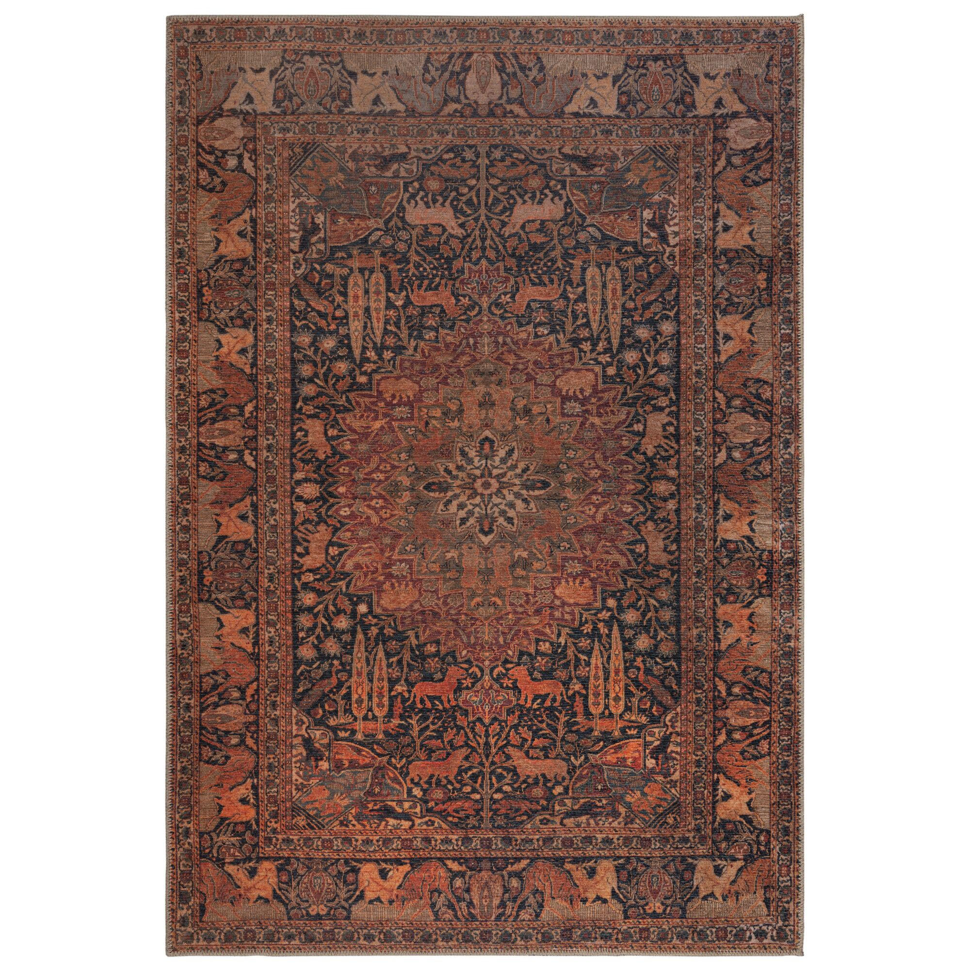 TEPPICH waschbar Medallion Muster, Orientalisch, Wohnzimmer schmutzabweisend Rot Rechteckig 152x230 - Rot, Textil (152/230cm) - KADIMA DESIGN