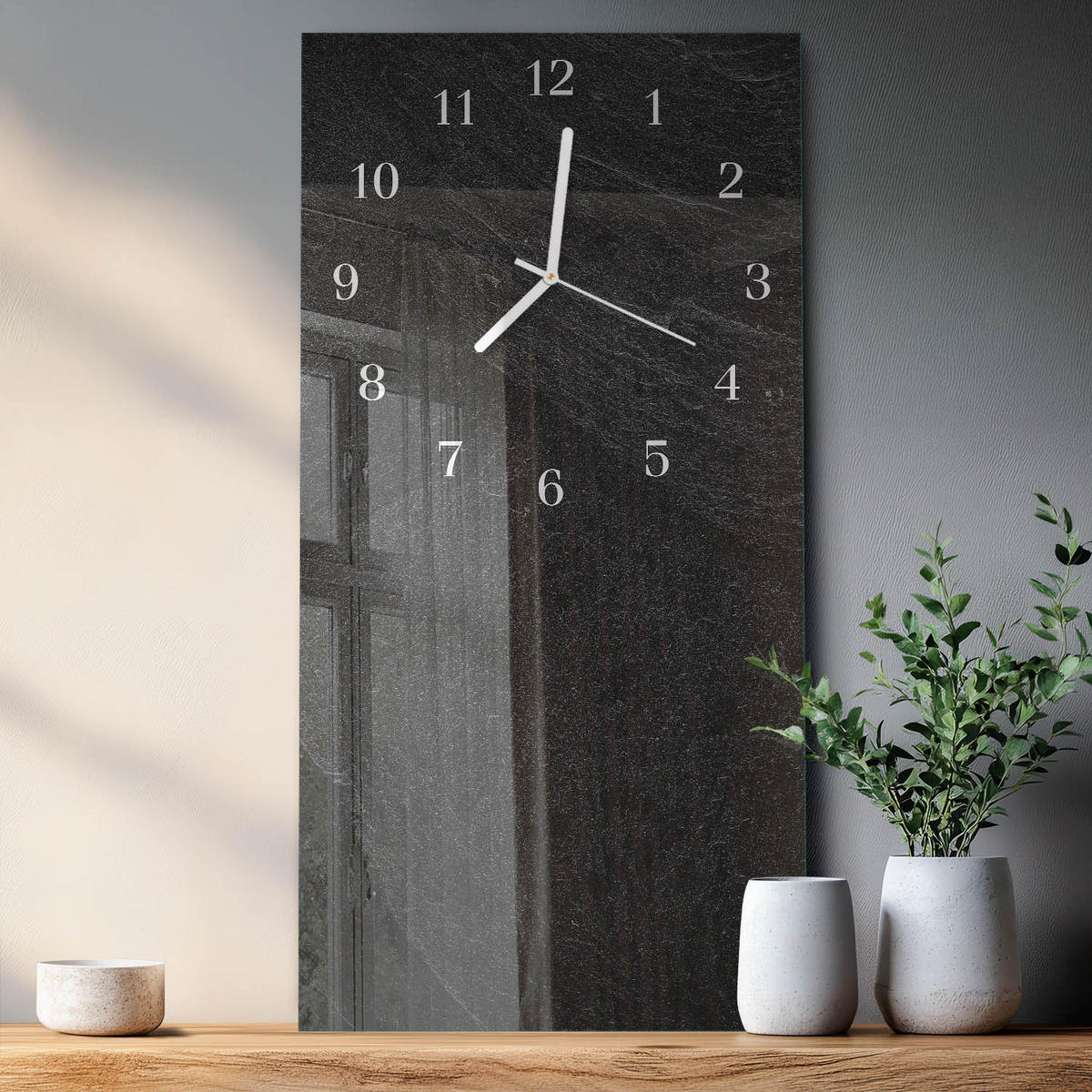WANDUHR 30x60 cm - Ziegel - Grau, Glas (30/60/0.4cm) - TULUP