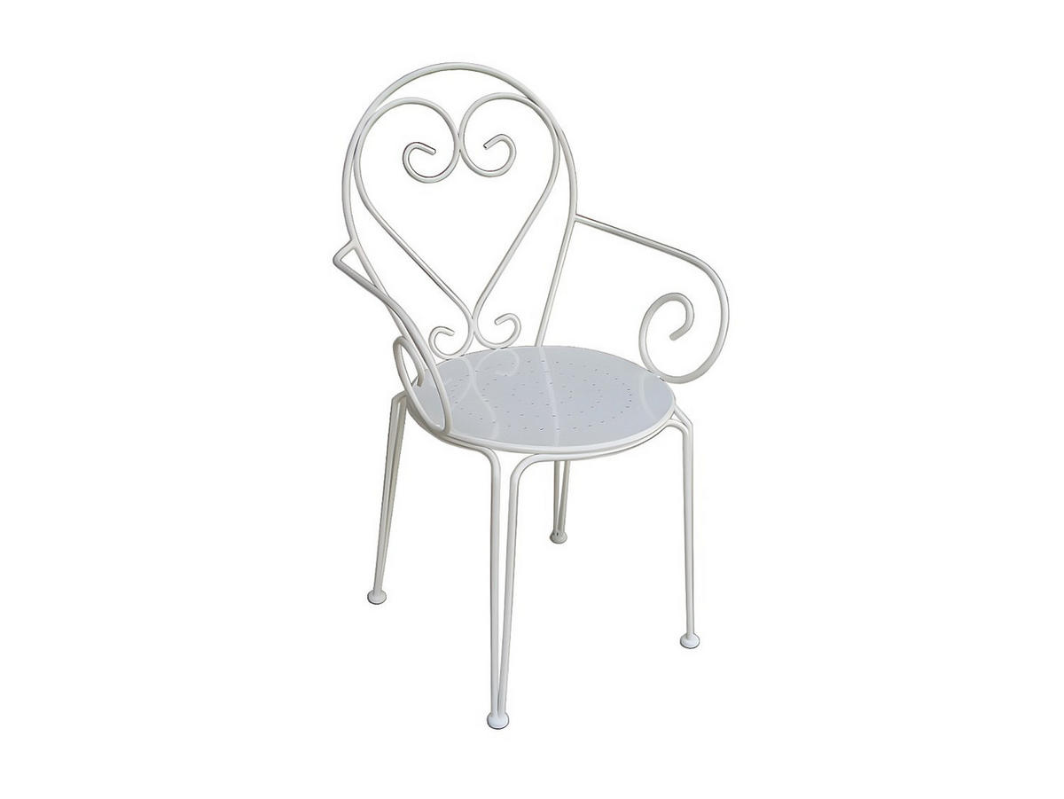 GARTENESSGRUPPE im Set - 4 -Sitzer - Stahl - weiß - GUERMANTES - Weiß, Metall - Vente-Unique