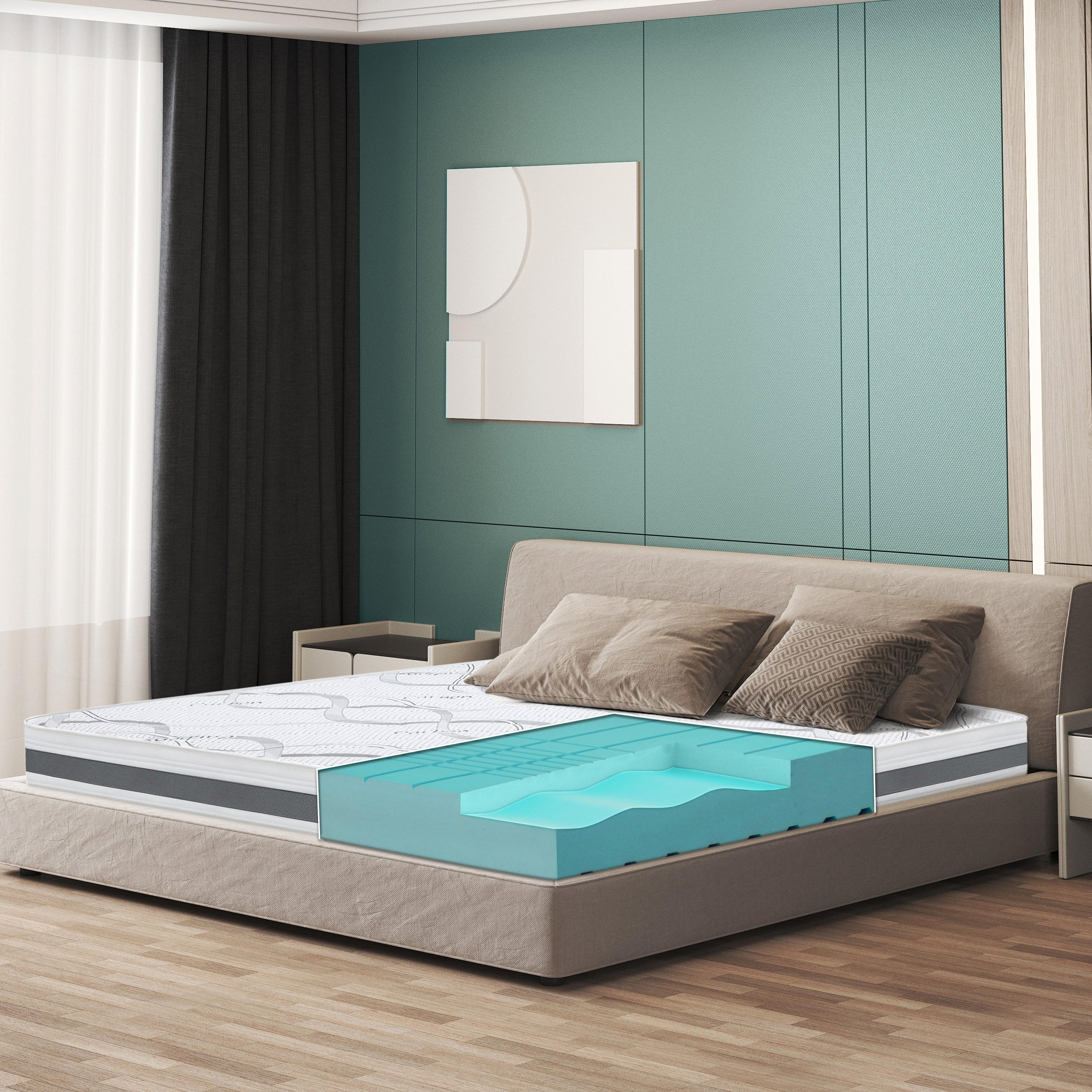 DOPPELMATRATZE King-Size 200x200 Memory | Premium Qualität | Höhe 16 cm - Weiß, Textil (200/200cm) - The White Stone