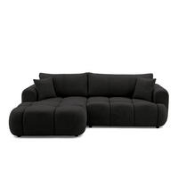 ECKSOFA CALM L Links mit Schlaffunktion 140x215 Webstoff schwarz - Schwarz, Holz/Kunststoff (261/151cm) - Muffo