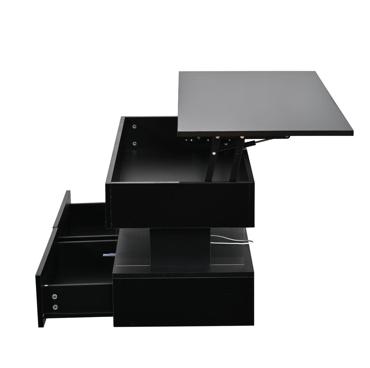 COUCHTISCH höhenverstellbar 100 x 50 x 46 cm Schwarz - Schwarz, Holzwerkstoff (100/50/46cm) - Meubliv