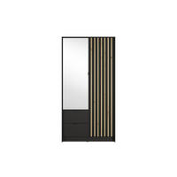 DREHTÜRENSCHRANK SATREN 101,7/200,5/54,5cm 2-türig mit Spiegel Schwarz - Schwarz/Eiche Artisan, Holzwerkstoff (101.7/200.5/54.5cm) - MASSENO