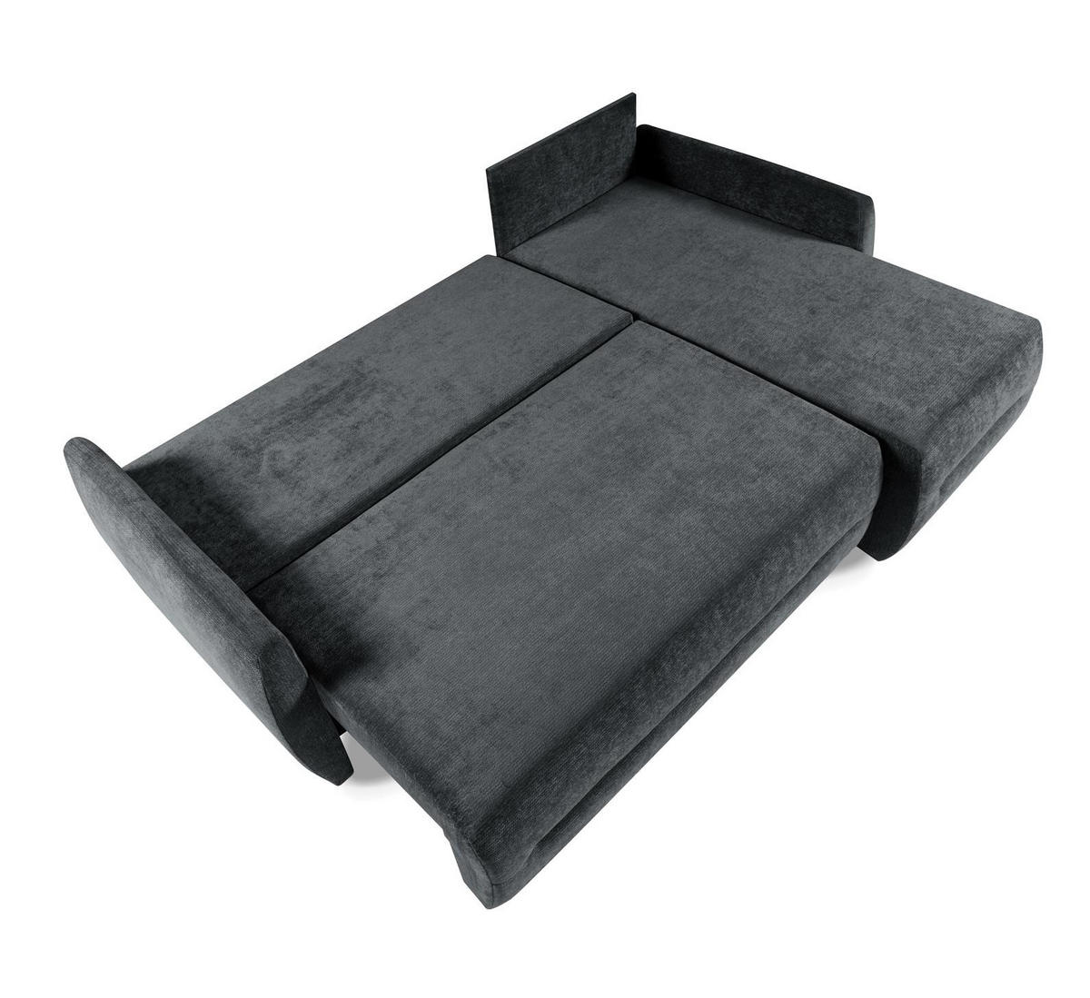 ECKSOFA mit Schlaffunktion KATANIA - Chenille-Stoff Dunkelgrau - Inkl. Bettkasten - Graphitfarben, Textil (225/153cm) - Bettso