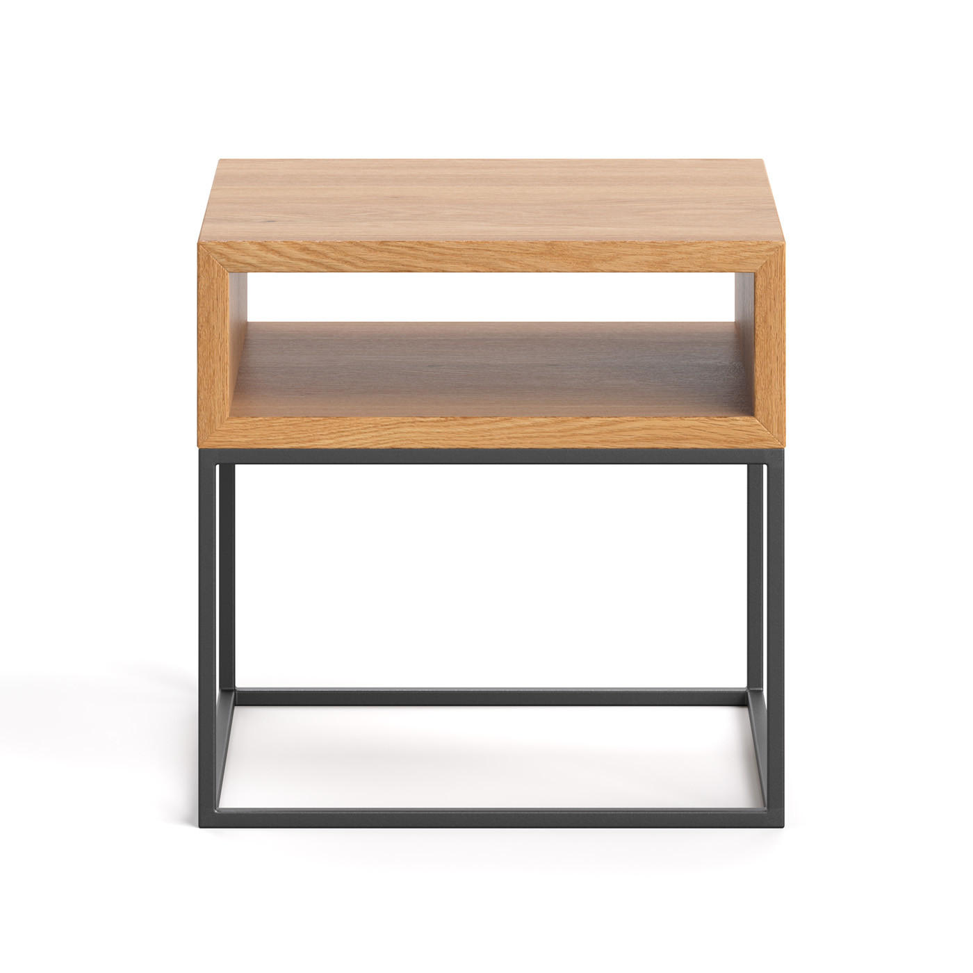 NACHTTISCH Loom aus massivem Eichenholz - Eichefarben/Schwarz, Holz/Metall (40/40/40cm) - Danzz