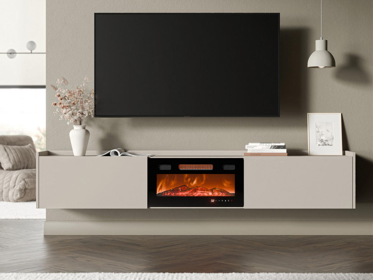 TV-LOWBOARD Arigato mit Kamin - Kaschmir, Holzwerkstoff (200/36/32cm) - MIRJAN24
