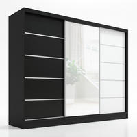 SCHWEBETÜRENSCHRANK 200 cm AURELIA 1 Farbe: Schwarz, Schwarz, Weiß - Schwarz/Weiß, Holzwerkstoff (200/215/60cm) - A&J MöbelLand