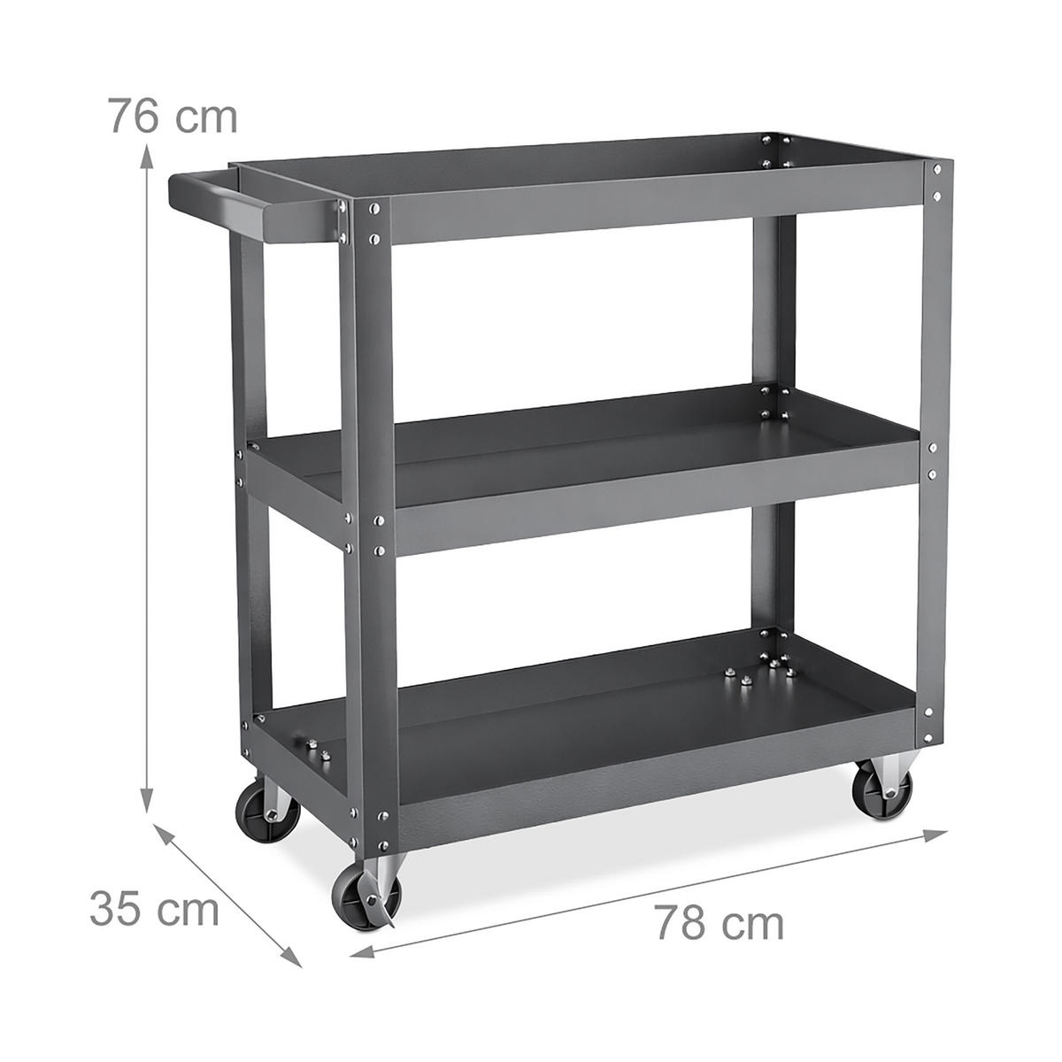 WERKSTATTWAGEN - Grau, Kunststoff/Metall (78/76/35cm) - Relaxdays