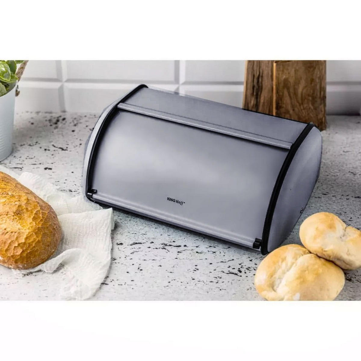BROTKASTEN Grau 36/24/15 cm KH1751 - Grau, Metall (24/15/36cm) - Kinghoff 