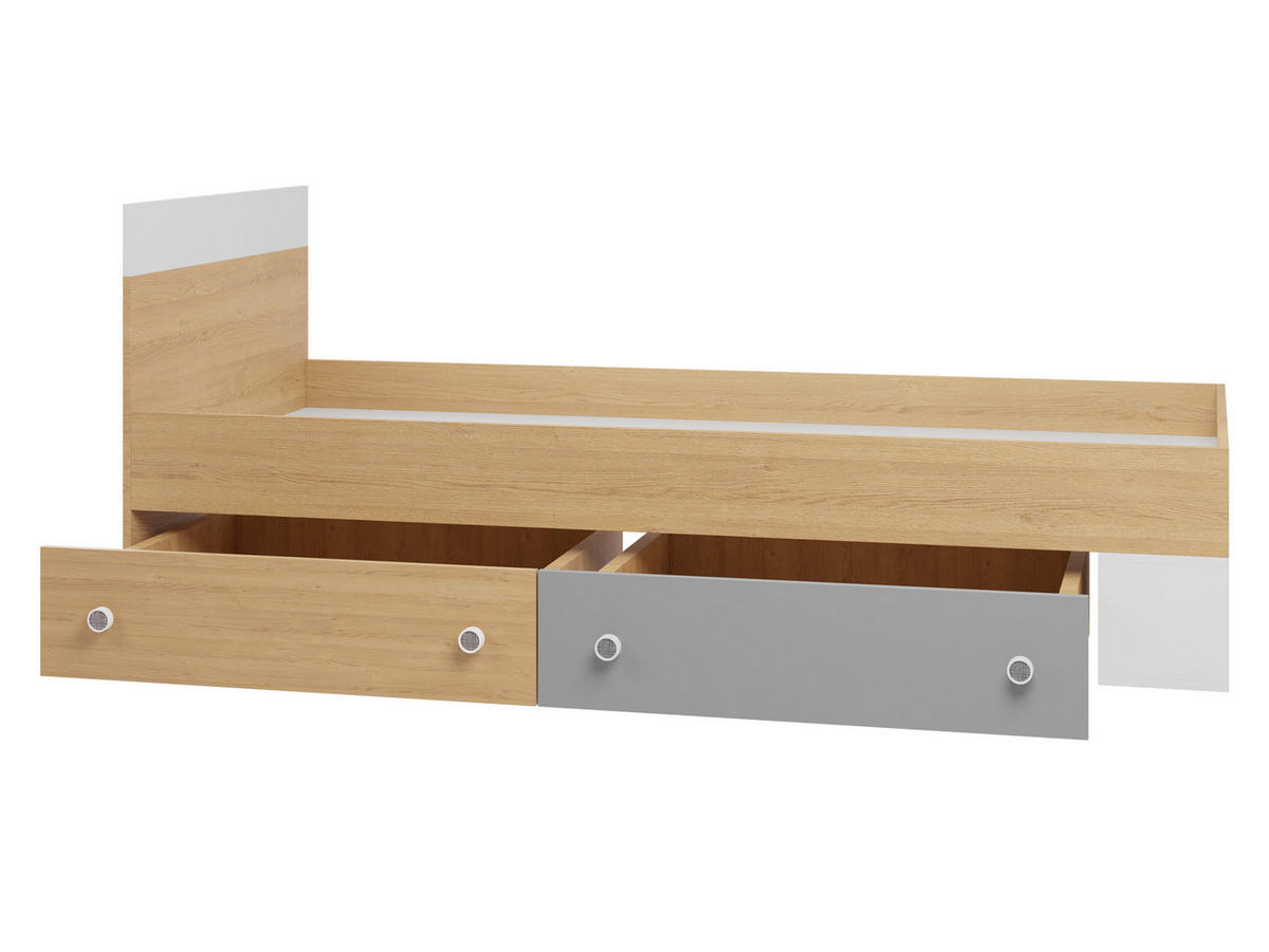 JUGENDBETT Pixel PX14/15 L/P - Eichefarben/Weiß, Holzwerkstoff (90/200cm)