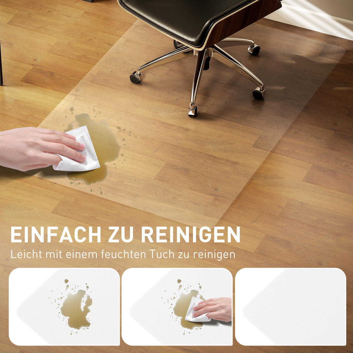 BODENSCHUTZMATTE 100 x 150 cm Bürostuhl Unterlage in Transparent für Hartböden - Transparent, Kunststoff (150/1/100cm) - HOMCOM