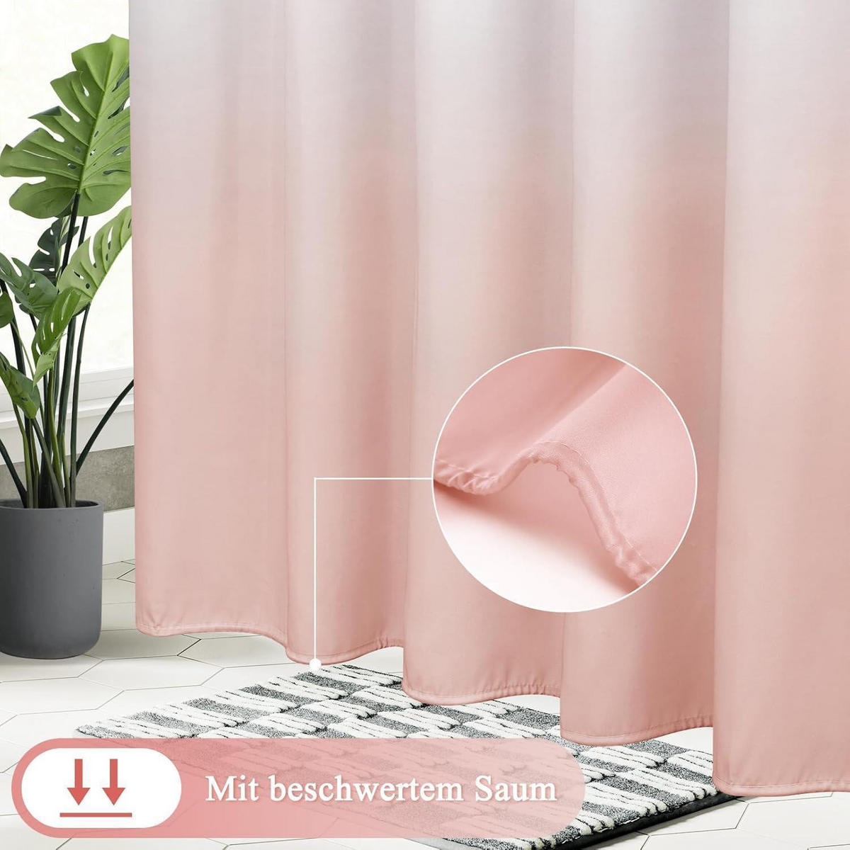 DUSCHVORHANG 180 x 200 cm Farbverlauf Rosa - Rosa, Textil (180/200cm)