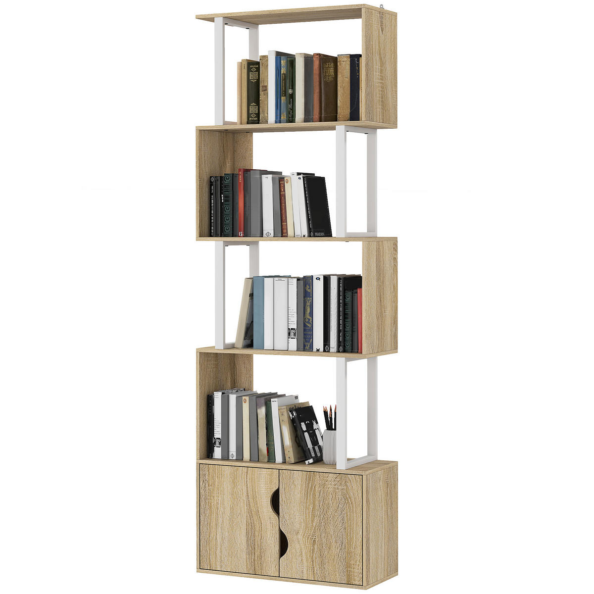REGAL DE-15536 5 Ebenen + Doppeltürschrank Naturholz - Naturfarben, Holzwerkstoff (60/179.2/23.8cm) - ComfortXL