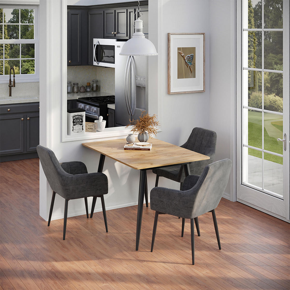 Eichefarben/Schwarz, Holzwerkstoff (80/120/75cm) - Vicco