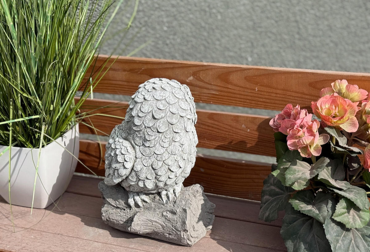 STEINFIGUR Schneeeule Uhu, frostfest, massiv - Grau, Stein (17/24/15cm) - stoneandstyle