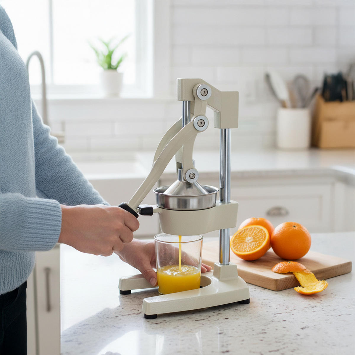 SAFTPRESSE - Beige, Kunststoff/Metall (18.5/39.5/27.5cm) - Relaxdays