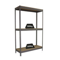 SCHWERLASTREGAL Wood Beast Three HxBxT 200 x 210 x 60 cm 3 Ebenen Fachlast 500 kg Grau - Grau, Metall (210/200/60cm) - PROREGAL