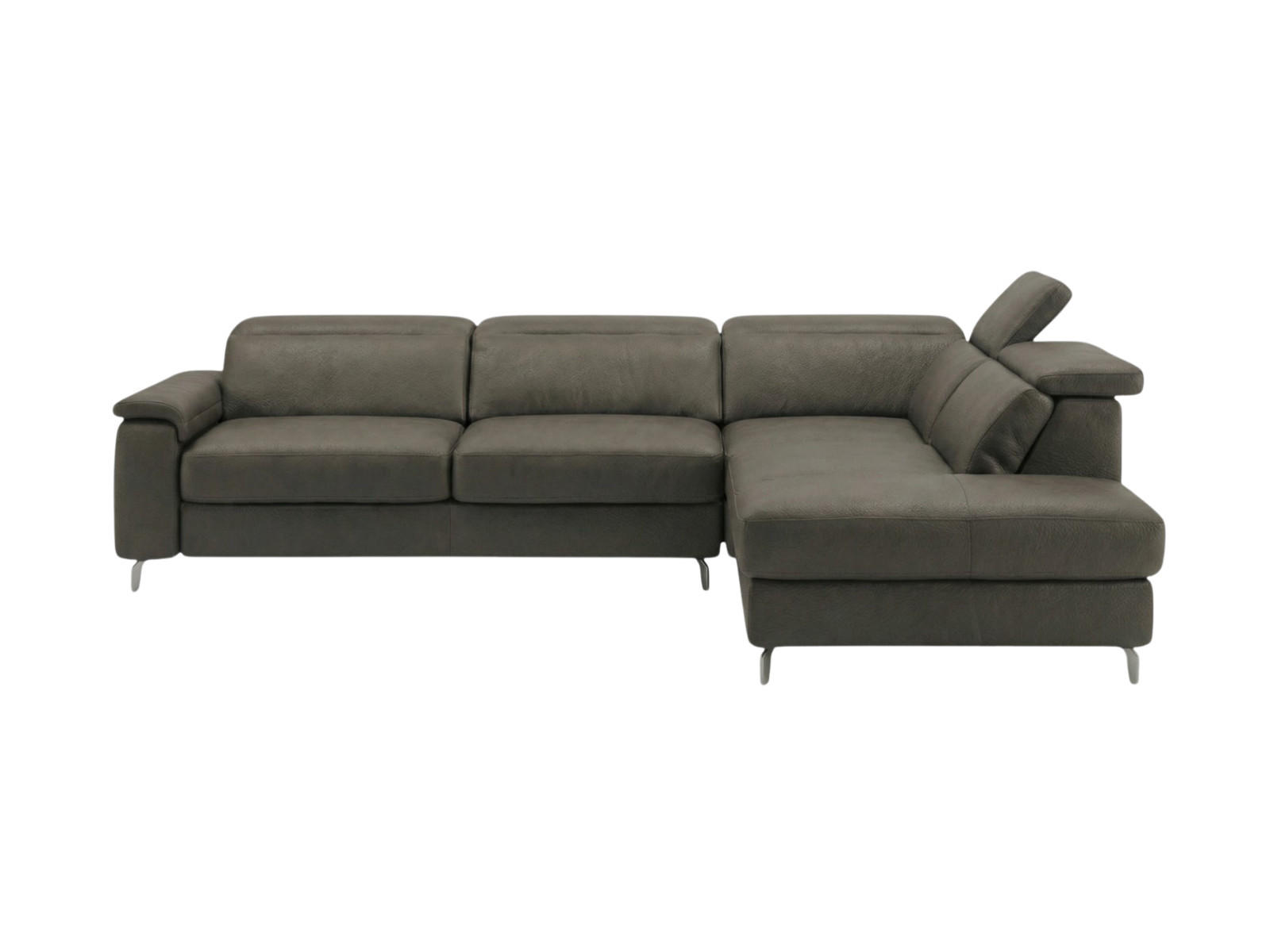 ECKSOFA Ambassador Echtleder Greige - Greige, Leder/Metall (272/224cm)