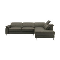 ECKSOFA Ambassador Echtleder Greige - Greige, Leder/Metall (272/224cm)
