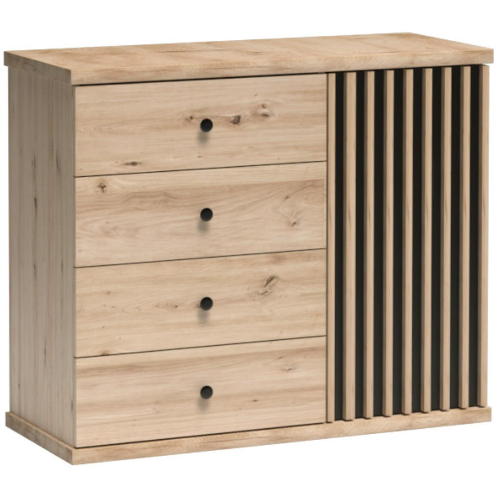 KOMMODE Caya mit ein Tür und vier Schubladen - Eiche Artisan, Holzwerkstoff (102/85/41cm) - Beautysofa