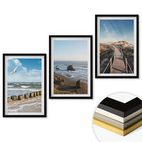 WANDBILDER 3er-Set - 40x60 cm Schwarzer Rahmen - Strandwellen, Himmelsbrücke, Spaziergang - Schwarz, Kunststoff (40/60cm) - ArtPrintCave