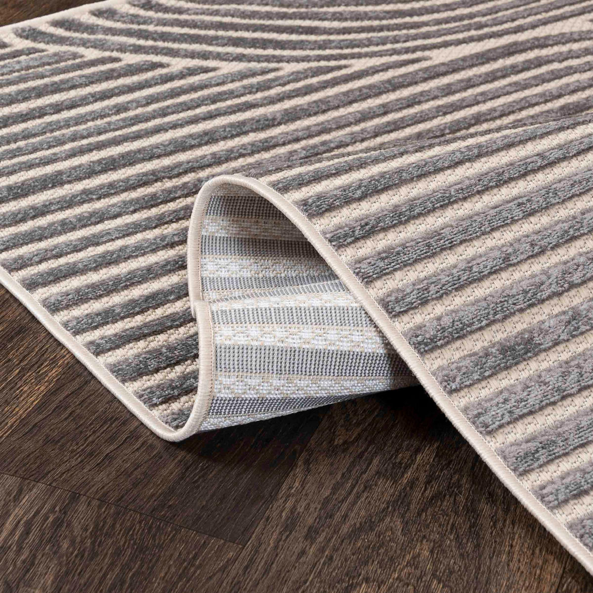 KOBEREC sivý geometrický - 200 x 300 cm - sivá/béžová, textil (200/300cm) - Mazovia