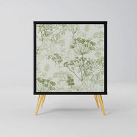 SIDEBOARD FENNEL BALDACHIN, Schwarz, 57,5x42x75,5 cm, Goldfarbene Metallfüße - Goldfarben/Multicolor, Holzwerkstoff/Metall (57.5/75.5/42cm) - SpaceRebels