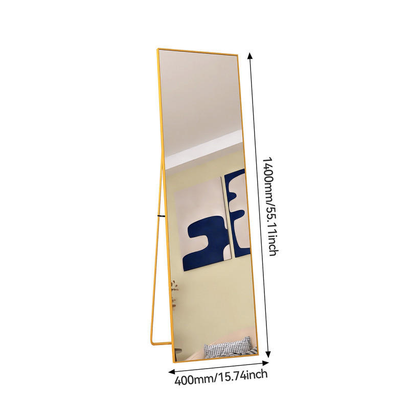 STANDSPIEGEL 140 x 40 cm, rechteckiger zum Aufstellen an der Wand oder zum Aufhängen, goldfarben - Goldfarben, Glas (40/150/3cm) - WoodenAura