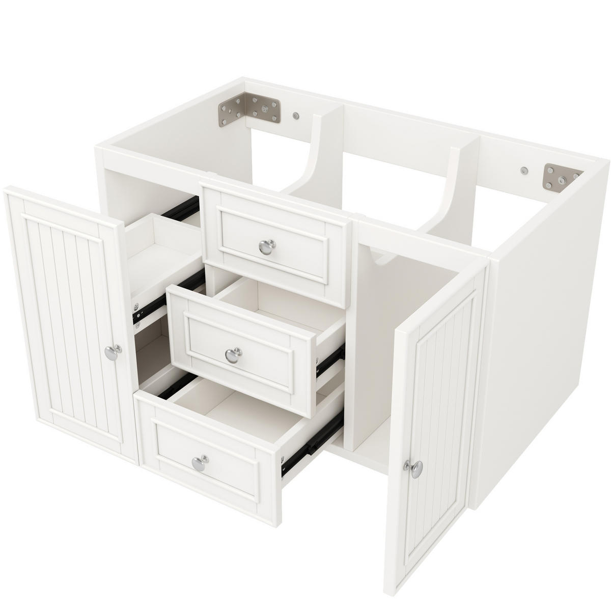 WASCHBECKENUNTERSCHRANK wandhängend 78,5 x 46 x 46,8 cm Weiß MDF - Weiß, Metall (46/46.8/78.5cm) - Beauniv