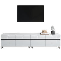 TV-SCHRANK 180/40/49 cm weiß Hochglanz mit 4 Schränken und verstellbaren Trennwänden - Weiß, Holzwerkstoff (180/49/40cm) - OKWISH