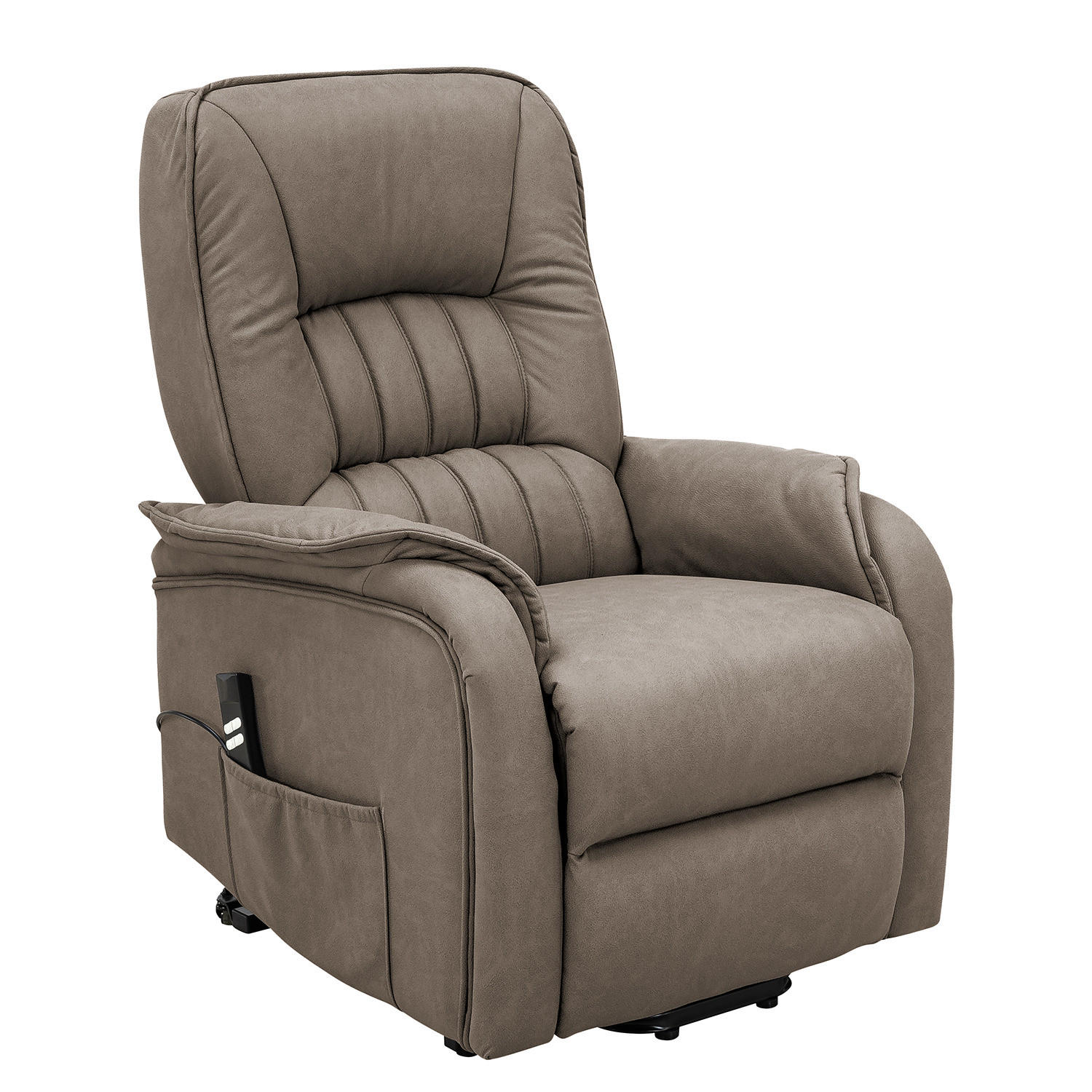FERNSEHSESSEL mit Aufstehhilfe - Taupe - Microfaser - Taupe, Textil/Metall (77/113/87cm) - home24