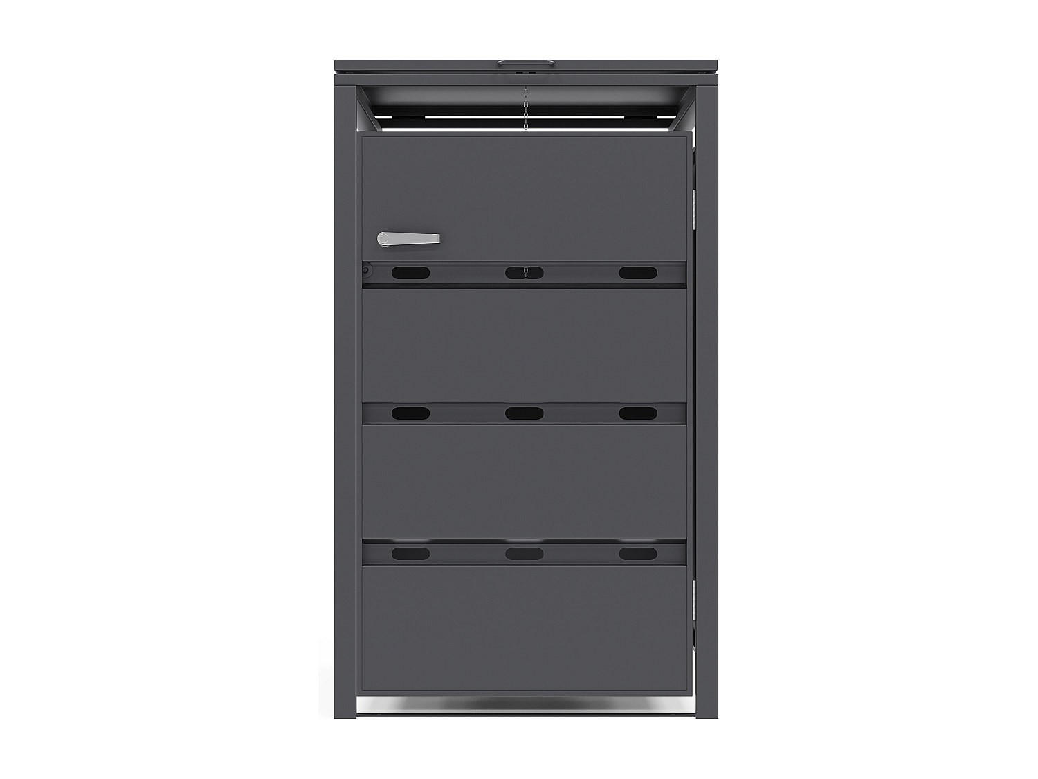 MÜLLTONNENBOX - 60cm x 76cm - Stahl - anthrazitgrau - LOKAFA - Anthrazit, Metall (60/104/76cm) - Vente-Unique