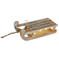 HOLZDEKORATION LED Schlitten 32/25/11 cm - Goldfarben, Holz (14/11/30cm) - Home Styling Collection