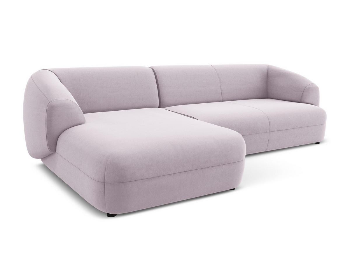 ECKSOFA Links Samt Stoff Violett - Lila/Flieder, Kunststoff/Textil (156/280cm) - Makamii