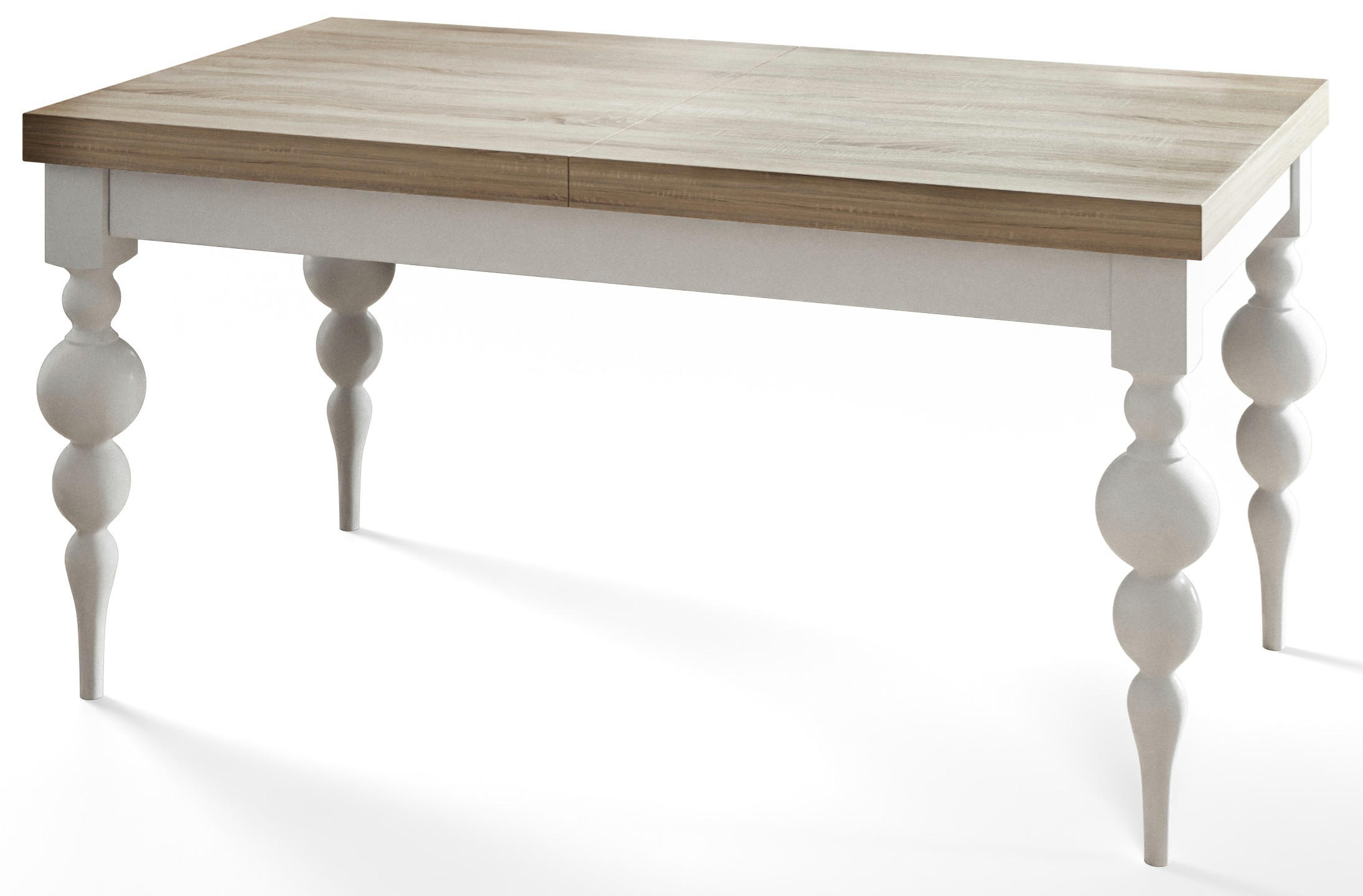 ESSZIMMERTISCH LENA, ausziehbarer Tisch 200-300X100X78,5 cm, Farbe: SONOMA, mit Tischbeinen in Farbe Weiß - Weiß/Sonoma Eiche, Holzwerkstoff (200/80/79cm) - Alpi-Möbel